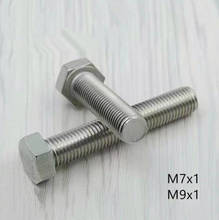 2pcs M7 M9 hex bolts external hexagon socket screws full thread 1mm fine pitch stainless steel male screw 10mm-45mm length 2024 - buy cheap