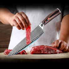 Faca de cozinha chef facas 8 polegada japonês sashimi facas aço inoxidável cabo madeira padrão laser figurado faca 2024 - compre barato