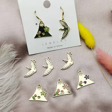 10pcs Fairy Crane Cherry Blossom Fuji Mountain Enamel Charms Gold Color Metal Pendants Fit Jewelry Earrings Bracelet DIY Finding 2024 - buy cheap
