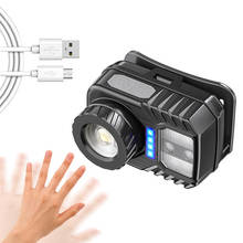Linterna frontal recargable por USB, 2 modos de Zoom giratorio, luz roja, luces delanteras impermeables con Sensor de movimiento 2024 - compra barato