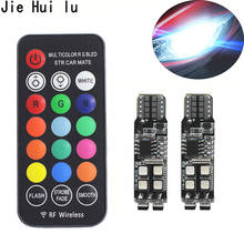 Яркий светодиодный габаритный светильник онарь RGB T10 W5W 3535 10SMD RF, 1 комплект, 12 В постоянного тока 2024 - купить недорого