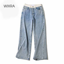Wixra Womens Demin Pants Design Patchwork Wide-Leg Straight Jeans Womens Street Style Button Zipper Ladies Spring Autumn 2024 - buy cheap
