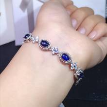 Natural sapphire bracelet, 925 silver, 5 carat, beautiful color, electroplated platinum, no color change 2024 - buy cheap