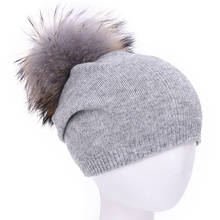 Winter Warm Baby Beanies Hat Real Fur Pom Pom Children Hats Wool Knitted Cute Cap For Girls Boys Casual Solid Color 2024 - buy cheap