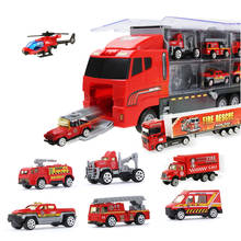 11pcs/set 2in1 Mini Diecast Fire Truck Engineering Toy Model Vehicles Carrier Truck with Ejection & Carry Function Xmas Gift 2024 - buy cheap