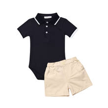 2PCS Infant Baby Boy Clothes Set 0-3Y Blue Romper Jumpsuit +Pants Shorts Outfit Gentleman Set 2024 - buy cheap