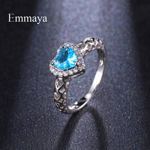 Emmaya Cute Design Light Blue Heart Shape Transparent Decorative Pattern Ring Suitable Women Dainty Zirconia Jewelry In Banquet 2024 - buy cheap