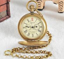 Unisex Golden Vintage Retro Watch Men Alloy Mechanical Pocket Watch With Metal Chain Steampunk Watch Roman PJX1040 2024 - buy cheap