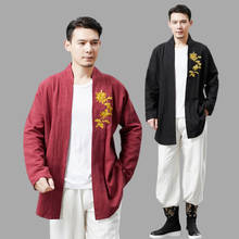 Estilo chino bordado blusa Tang traje top chaqueta tradicional china ropa para hombre traje de manga larga 2024 - compra barato