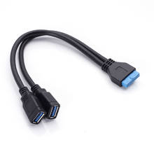 10" 2 Ports USB 3.0 Type-A to 20Pin Motherboard Female Connector Y-Cable Adapter 2024 - buy cheap