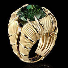 Anel de dedo de luxo feminino com zircônia verde, grande, festa de coquetel, clube, noivado, casamento, deslumbrante, brilhante, anel de token de amor 2024 - compre barato