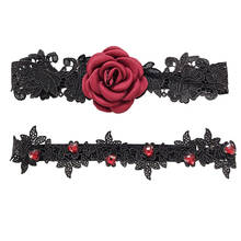 2pcs/Set Wedding Garters Red Rose Lace Embroidery Floral Sexy Garters For Women/Bride Thigh Ring Bridal Leg Garter 2024 - buy cheap