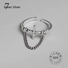 Real 925 sterling silver rings for women cross chain Trendy fine Jewelry Large Adjustable Antique Rings Anillos vantage chain 2024 - buy cheap
