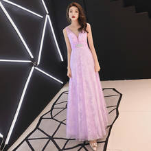 Evening Dress 2020 New Korean Style Long Sexy Beading Deep V Prom Dress Wedding Party Dresses a Line Banquet Dress Haute Couture 2024 - buy cheap