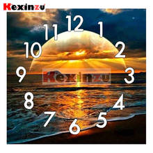 kexinzu 5D Diamond Painting Kit With Clock Mechanism Cross stitch Full Square Round Diamond Embroidery Mosaic Sun Gift 2024 - buy cheap