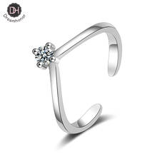 Dreamhonor-anillos con forma de corazón para mujer, Color plateado, joyería de compromiso de boda, joyería romántica de circón 2024 - compra barato