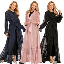 Ismaic-kimono abaya muçulmano, novo vestido kaftan aberto, turco, hijab, roupa islâmica, design fofo f1718 2024 - compre barato