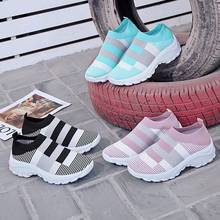 Whnb 2021 Mesh Sneakers Women Gingham Vulcanized Shoes Ladies Spring Pink Chunky Sock Shoes Plus Size 35-43 Walking Loafers 2024 - buy cheap