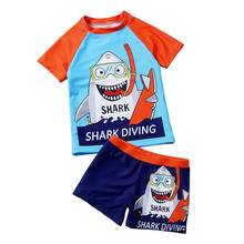 Citgeett Summer Kids Boys Two-piece Swimming Clothes Set Blue Short Sleeve Tops + Shorts Set 2024 - buy cheap