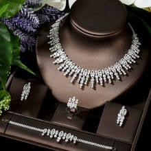 HIBRIDE African Dubai Jewelry Nigerian Crystal Necklace Stud Earrings Ring Women Italian Bridal Jewelry Sets Wedding N-1515 2024 - buy cheap