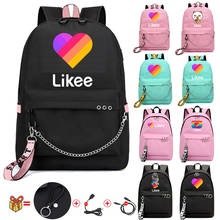 Likee Schoolbag Backpack USB Charging LIKEE Video App Laptop Backpack School Bags for Teenage Girls 2020 Russian Zipper Bookbag 2024 - buy cheap
