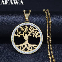 Tree of Life Stainless Steel Crystal Necklaces Women Gold Color Pendant Necklace Jewelry collar acero inoxidable NXS03 2024 - buy cheap