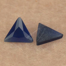 Sale 3x3~10x10mm 5A Deep Blue Color Frosted Bottom Loose Beads Stone Right Triangle Shape Brilliant Cut Glass Synthetic Gems 2024 - buy cheap