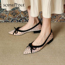 SOPHINTINA 2021 Women Flats Shoes New Comfortable Dressing Leather Butterfly-knot Dressing Summer Daily Pointed Toe Flats FO132 2024 - buy cheap