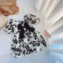 Para meninas vestido floral primavera verão 2021 novo coreano crianças algodão bebê menina arco princesa vestido bonito