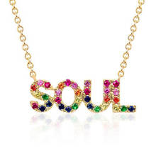 Серебро 925 пробы, модное миниатюрное микро разноцветное ожерелье с кулоном и надписью «Soul», ювелирное изделие для женщин, подарок подруге 2024 - купить недорого