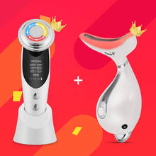 Masajeador Facial eléctrico 7 en 1 EMS con fotones LED, dispositivo de belleza con compresa caliente Sónica, vibración adelgazante, eliminación de arrugas y estiramiento del cuello 2024 - compra barato