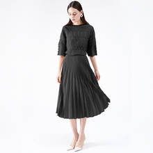 Miyake pleated large size skirt heavy industry pleated casual skirt a-line korean fashion clothing skirt 2024 - buy cheap