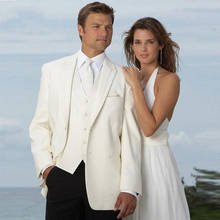 Свадебные костюмы, пляжные смокинги для жениха, 3 предмета (куртка + брюки + жилет), облегающие мужские костюмы для жениха, блейзер 2024 - купить недорого