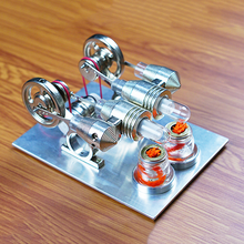 Twin cylinder Stirling engine model miniature external combustion cycle toy extracurricular homework production lighting 2024 - buy cheap