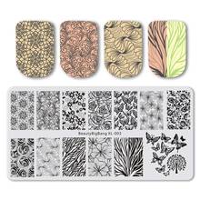 BeautyBigBang 6*12 см прямоугольные штампованные пластины для ногтей летние цветочные геометрические штампы шаблон изображения пластины трафареты W09 2024 - купить недорого