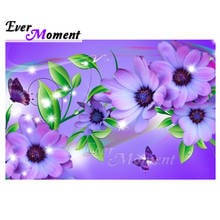 Ever Moment Diamond Painting Purple Flower Butterfly Full Square Drill 5D DIY Diamond Embroidery Cross Stitch Decor ASF1811 2024 - buy cheap
