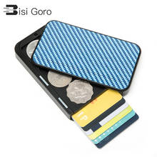 BISI GORO Carbon Fiber Protector Credit Card Holder RFID Blocked Single Box Thin Wallet Men Slim Card Case tarjetero hombre Coin 2024 - buy cheap