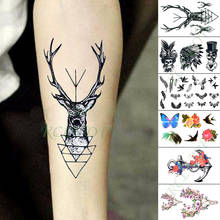 Waterproof Temporary Tattoo Sticker feather deer head flower skull small art tatoo fake tatto flash tattoos for kid men women 2024 - buy cheap