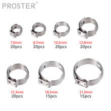 Proster 130Pcs 7-21mm 304 Stainless Steel Single Ear Stepless Hose Clamps Assortment Cinch Clamp Rings high quality 2024 - buy cheap