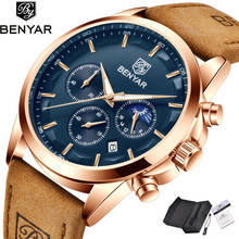 Benyar relógios masculinos 2021 relógio de quartzo luxo rosa ouro caso moda masculino relógio cronógrafo à prova dwaterproof água esporte reloj hombre 2024 - compre barato