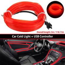 Universal 3m vermelho iluminação interior do carro auto led tira lâmpada el fio corda auto atmosfera decorativa lâmpada flexível luz de néon diy 2024 - compre barato