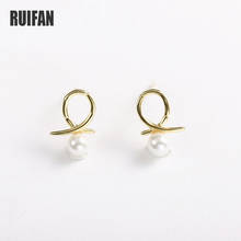 Ruifan Trendy Pearl 925 Sterling Silver Earrings for Women Girls Korean Gold Color Stud Earring Christmas Fine Jewelry YEA401 2024 - buy cheap