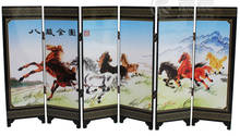 Exquisite Chinese Classical Lacquer Painting Decorative Eight Horses Folding Screen 2024 - buy cheap