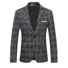 Мужской Блейзер в клетку, приталенный деловой пиджак в британском стиле, Повседневный, 5xl-s, весна 2020 2024 - купить недорого