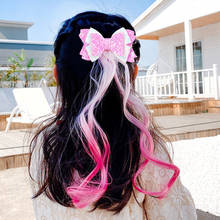 Children's Gradient Wig Hairpin Girl Fashion Color Bow Korean Women Baby Duckbill Clip Headdress Bangs Clip Hair Ornament 2024 - buy cheap