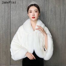 Janevini jaqueta feminina manga longa marfim, casaco envoltório de pele sintética xale inverno 2019 2024 - compre barato