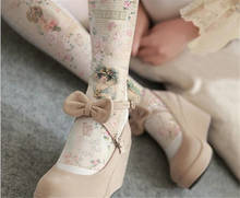 Meia-calça feminina estilo harajuku e lolita, 80d, veludo, com estampa floral, em seda, rosas, meias-calças japonesas kawaii, d072 2024 - compre barato