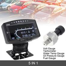 12 / 24V 5 In 1 LCD Electronic Oil Pressure Gauge + Volt Voltmeter + Water Temperature Gauge + Fuel Gauge + Tachometer for Car 2024 - buy cheap