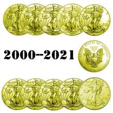Quente 2011 -- 2021 united estátua da liberdade desafio moeda 1 oz banhado a ouro colecionáveis américa moedas de presente de ano novo coleção fina 2024 - compre barato