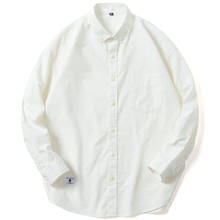 Camisa Oxford informal para hombre, blusa transpirable de manga larga, de algodón 100%, color blanco, ajustada, a la moda 2024 - compra barato